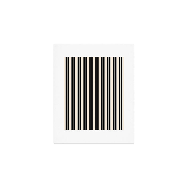 Classic Double Stripe Pattern in Black and Almond Cream Art Print Gallery Image 1