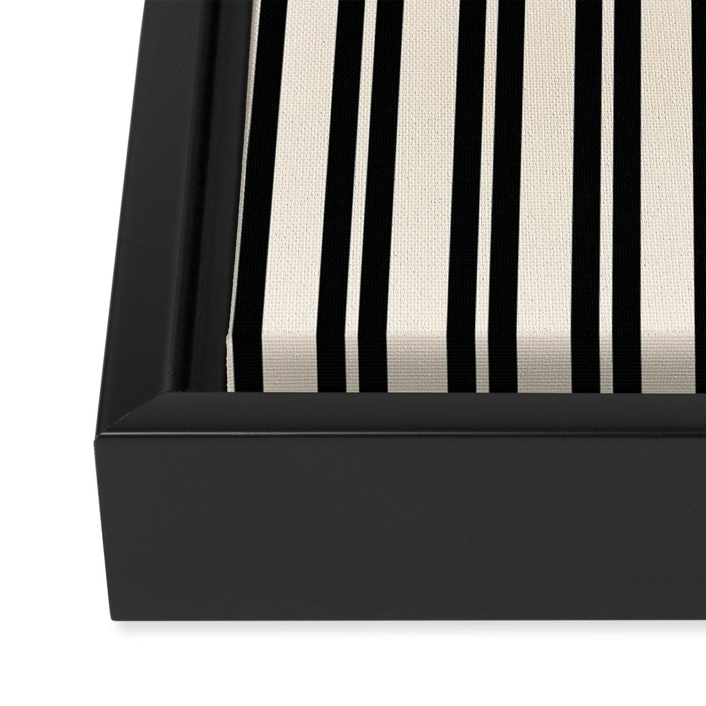 Classic Double Stripe Pattern in Black and Almond Cream Framed Canvas Print Gallery Image 3