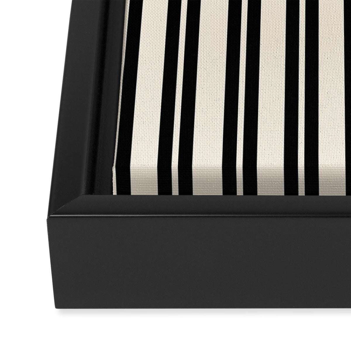 Classic Double Stripe Pattern in Black and Almond Cream Framed Canvas Print Gallery Image 3