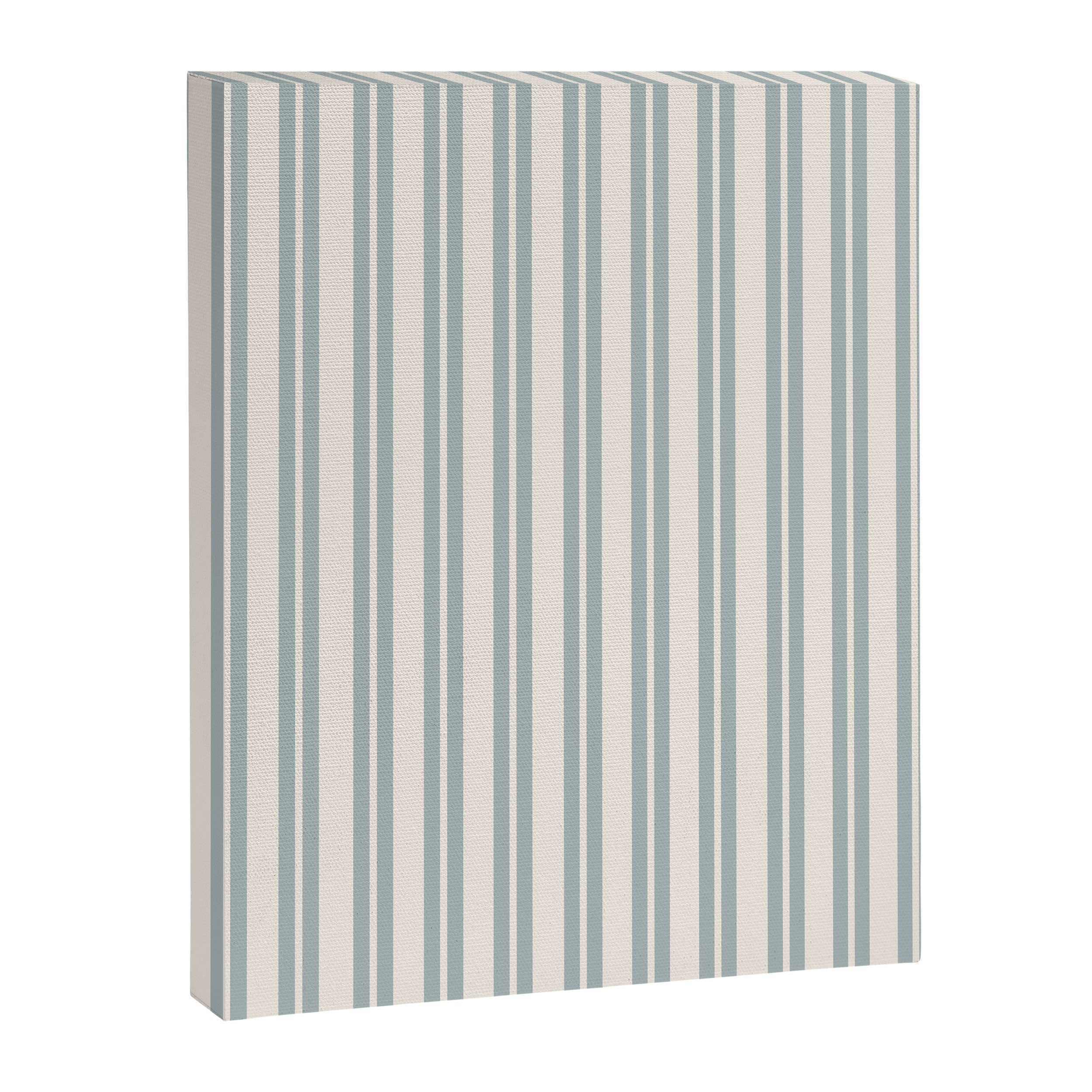 Classic Double Stripe Pattern in Cream and Light Blue-Gray Canvas Print Gallery Image 8