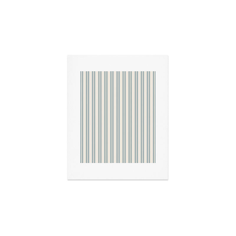 Classic Double Stripe Pattern in Cream and Light Blue-Gray Art Print Gallery Image 1