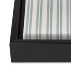 Classic Double Stripe Pattern in Cream and Light Blue-Gray Framed Canvas Print Gallery Image 3