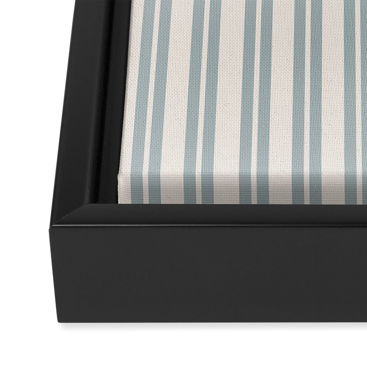 Classic Double Stripe Pattern in Cream and Light Blue-Gray Framed Canvas Print Gallery Image 3
