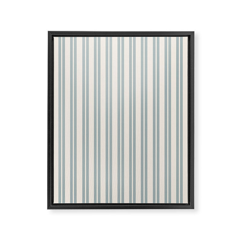 Classic Double Stripe Pattern in Cream and Light Blue-Gray Framed Canvas Print Gallery Image 8