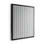 Classic Double Stripe Pattern in Cream and Light Blue-Gray Framed Canvas Print Gallery Image 2