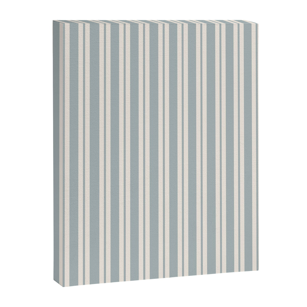 Classic Double Stripe Pattern in Light Blue-Gray and Cream  Canvas Print Gallery Image 8
