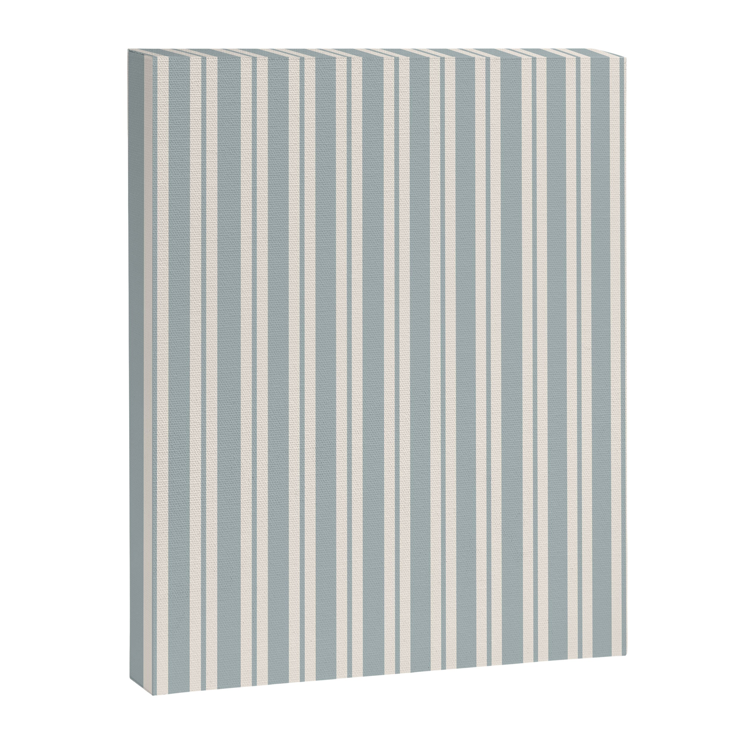 Classic Double Stripe Pattern in Light Blue-Gray and Cream  Canvas Print Gallery Image 8