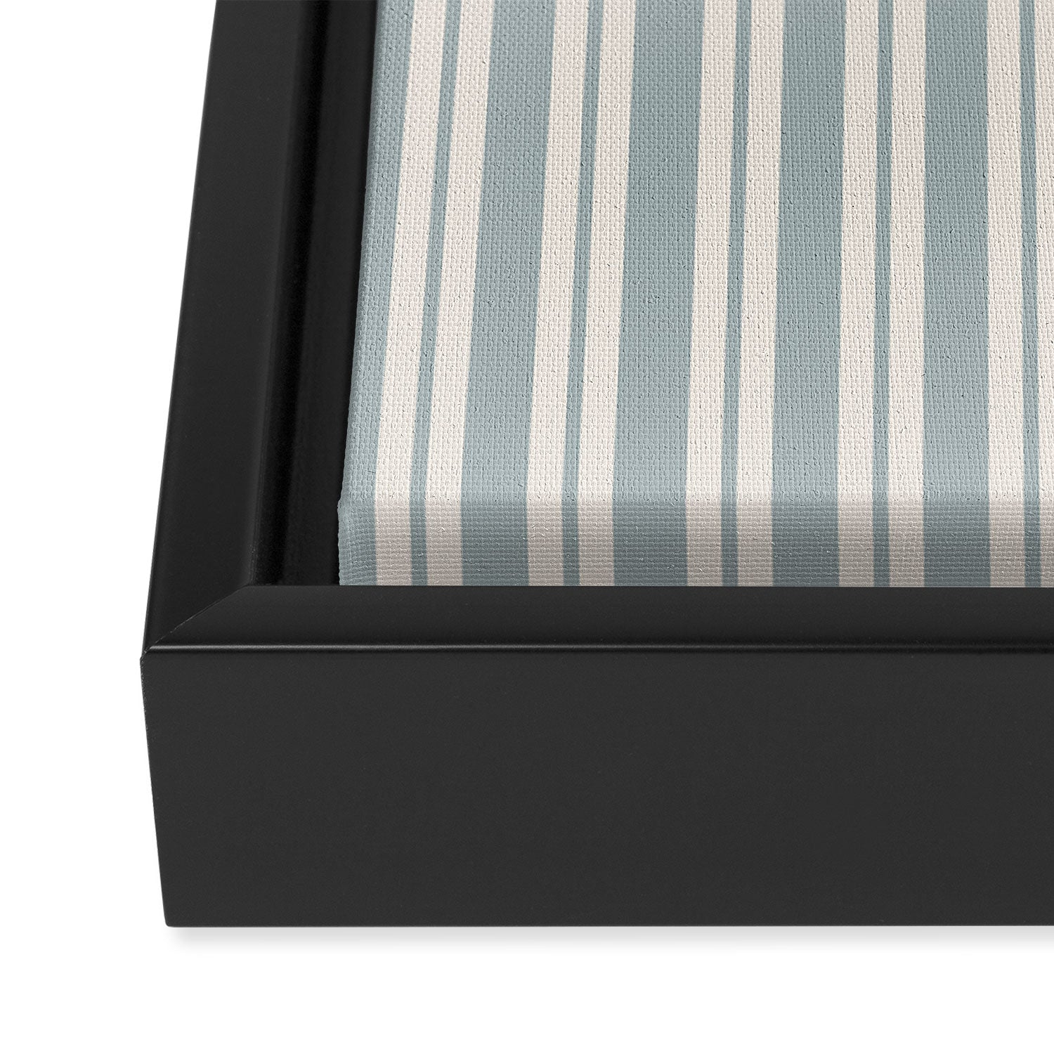 Classic Double Stripe Pattern in Light Blue-Gray and Cream  Framed Canvas Print Gallery Image 3