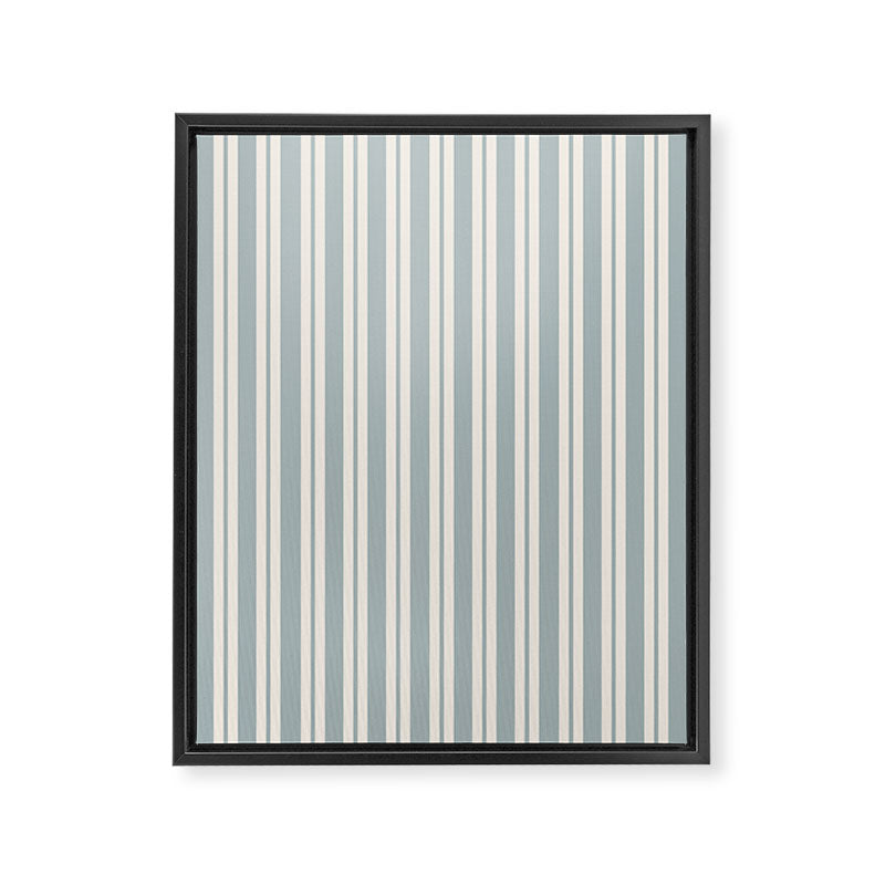 Classic Double Stripe Pattern in Light Blue-Gray and Cream  Framed Canvas Print Gallery Image 8
