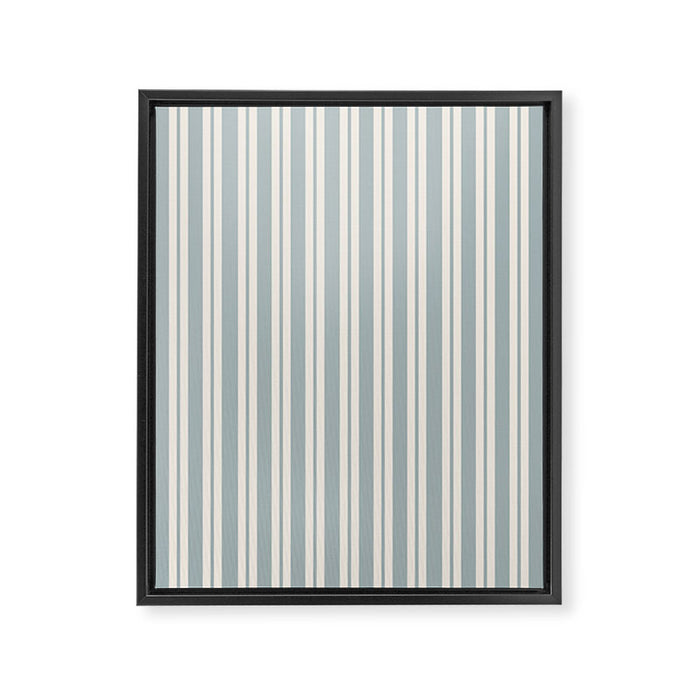 Classic Double Stripe Pattern in Light Blue-Gray and Cream  Framed Canvas Print Gallery Image 1