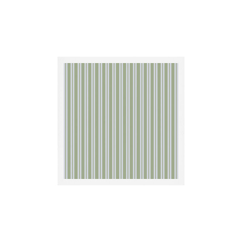Classic Double Stripe Pattern in Light Silver Gray and Sage Green  Art Print Gallery Image 1