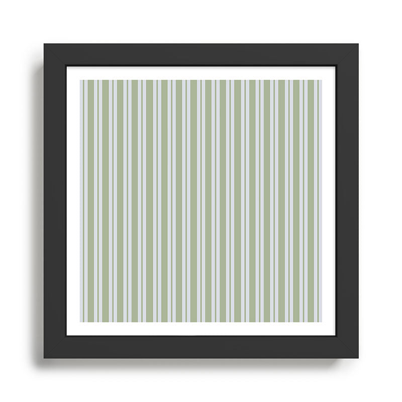 Classic Double Stripe Pattern in Light Silver Gray and Sage Green  Framed Art Print Gallery Image 1