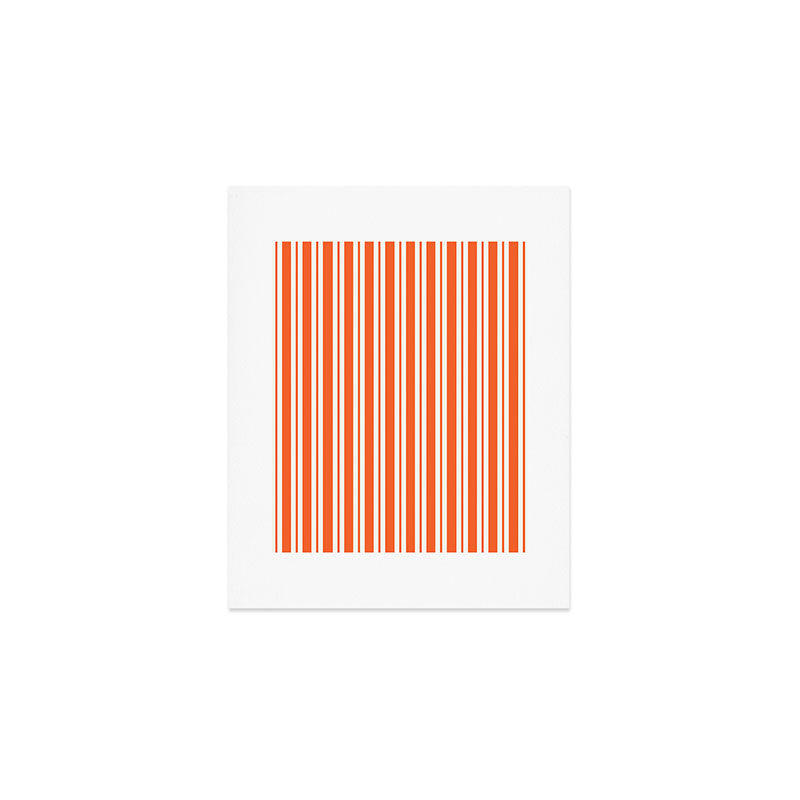 Classic Double Stripe Pattern in Orange and White Art Print Gallery Image 1