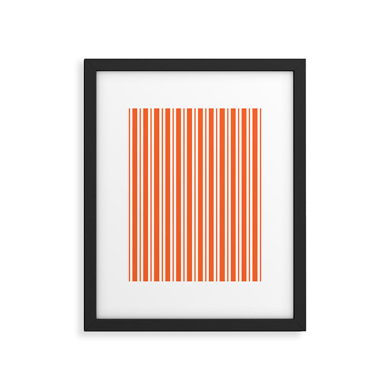Classic Double Stripe Pattern in Orange and White Framed Art Print Gallery Image 6
