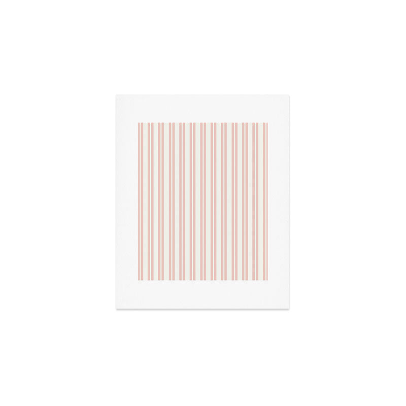 Classic Double Stripe Pattern in Pale Blush and Nearly White Art Print Gallery Image 1