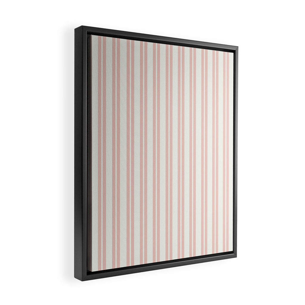 Classic Double Stripe Pattern in Pale Blush and Nearly White Framed Canvas Print Gallery Image 2