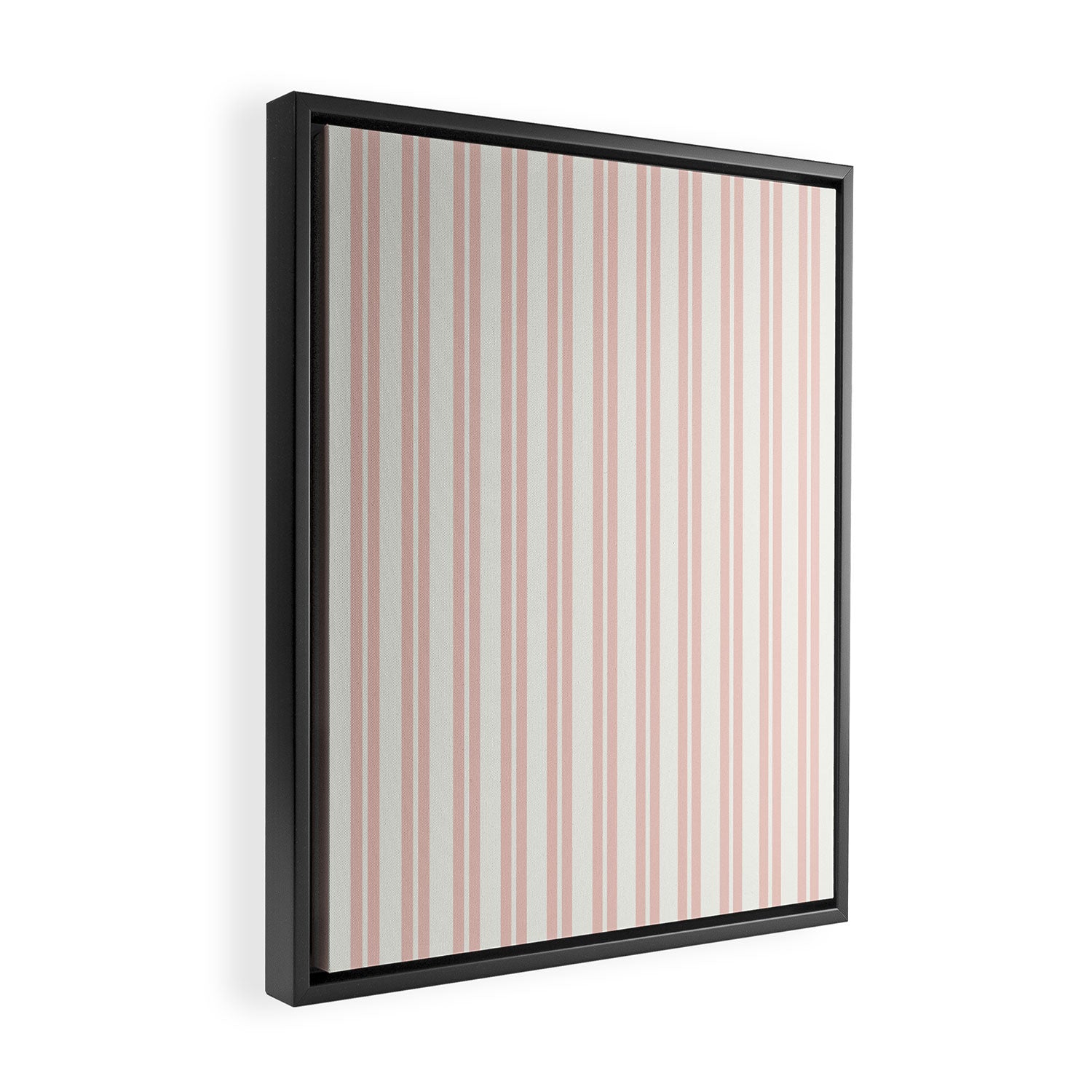 Classic Double Stripe Pattern in Pale Blush and Nearly White Framed Canvas Print Gallery Image 2