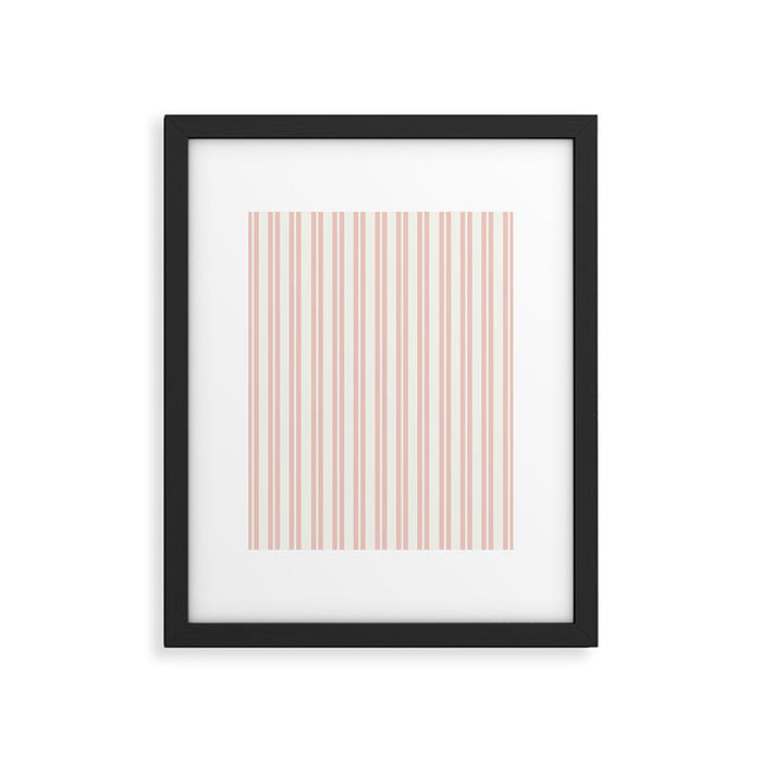 Classic Double Stripe Pattern in Pale Blush and Nearly White Framed Art Print Gallery Image 1