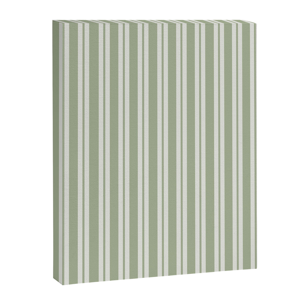 Classic Double Stripe Pattern in Pale Gray and Sage Green Canvas Print Gallery Image 8