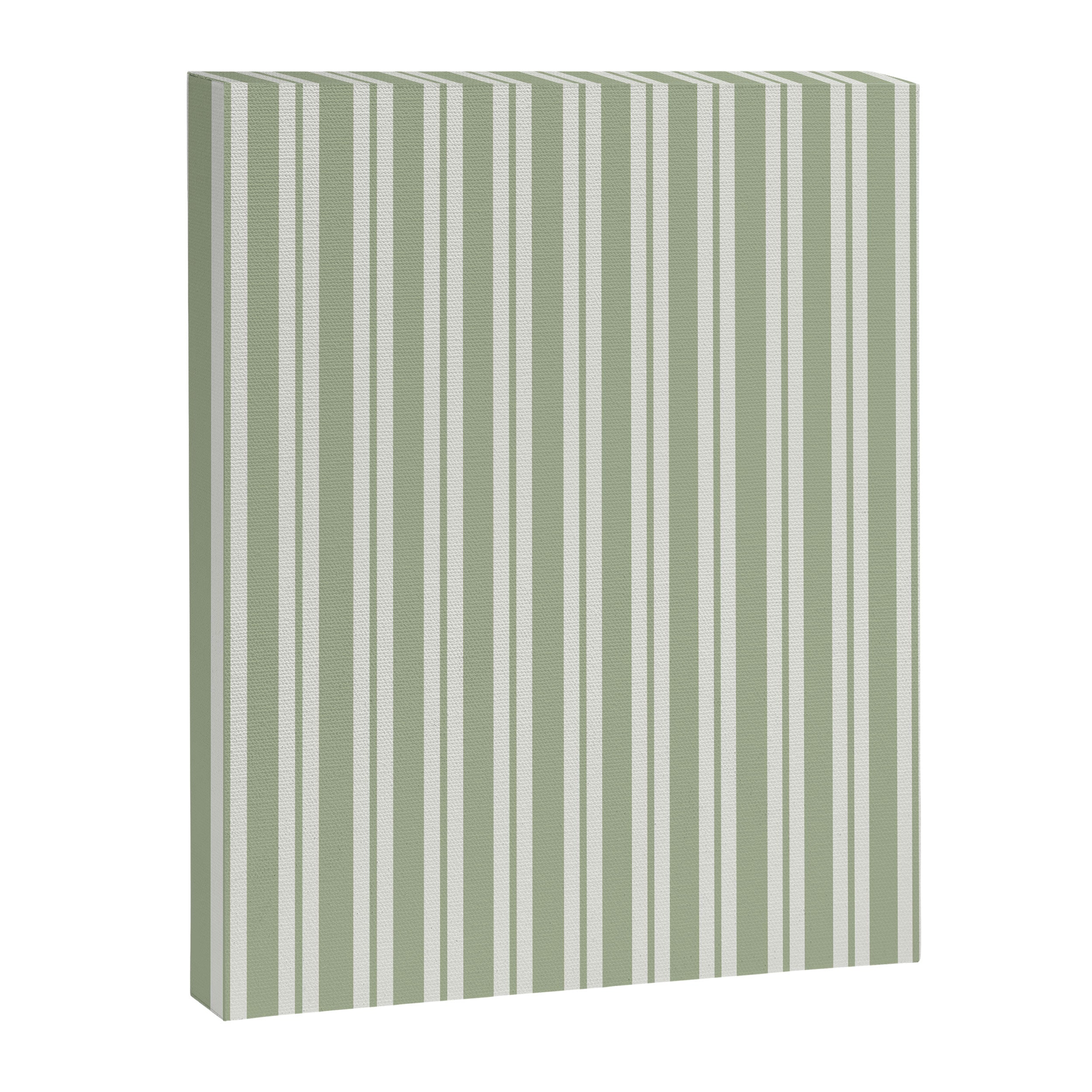 Classic Double Stripe Pattern in Pale Gray and Sage Green Canvas Print Gallery Image 8