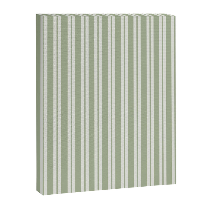 Classic Double Stripe Pattern in Pale Gray and Sage Green Canvas Print Gallery Image 1