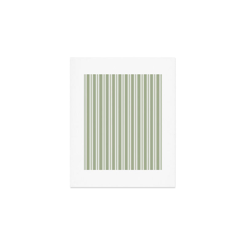 Classic Double Stripe Pattern in Pale Gray and Sage Green Art Print Gallery Image 1