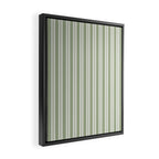 Classic Double Stripe Pattern in Pale Gray and Sage Green Framed Canvas Print Gallery Image 2