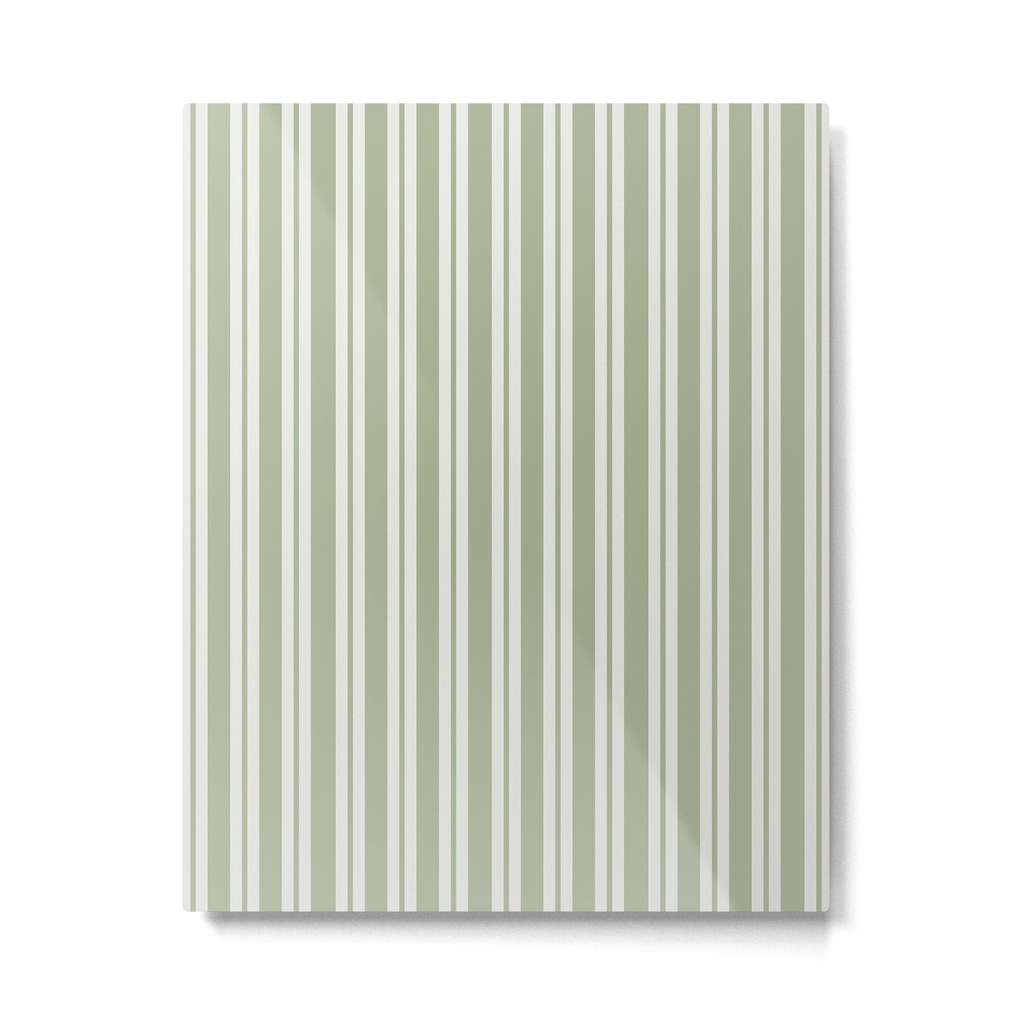 Classic Double Stripe Pattern in Pale Gray and Sage Green Metal Print Gallery Image 6