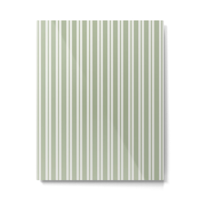 Classic Double Stripe Pattern in Pale Gray and Sage Green Metal Print Gallery Image 1
