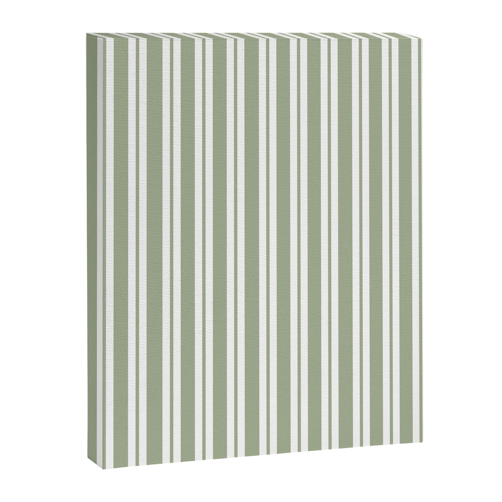 Classic Double Stripe Pattern Sage Green and White Canvas Print Gallery Image 8