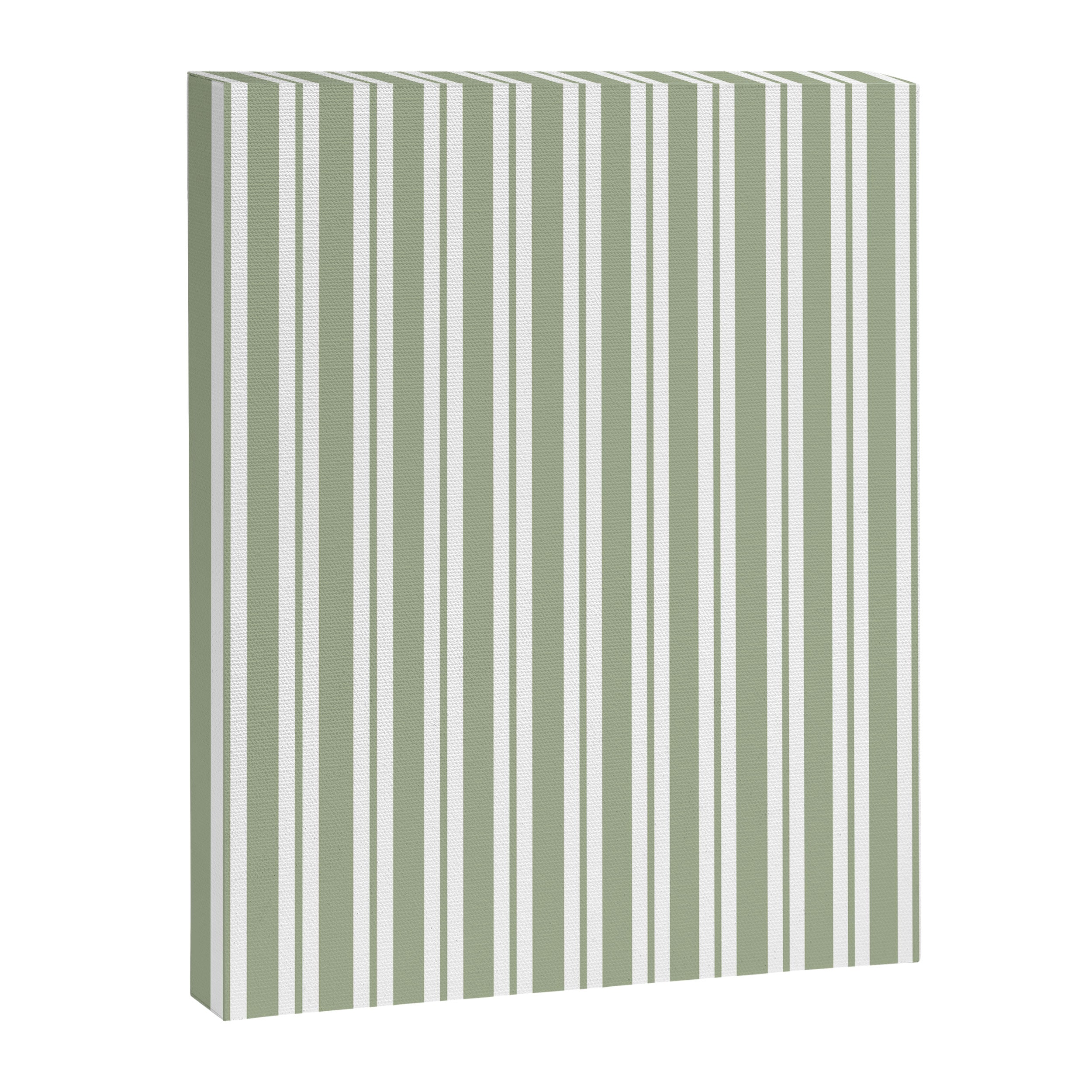 Classic Double Stripe Pattern Sage Green and White Canvas Print Gallery Image 8