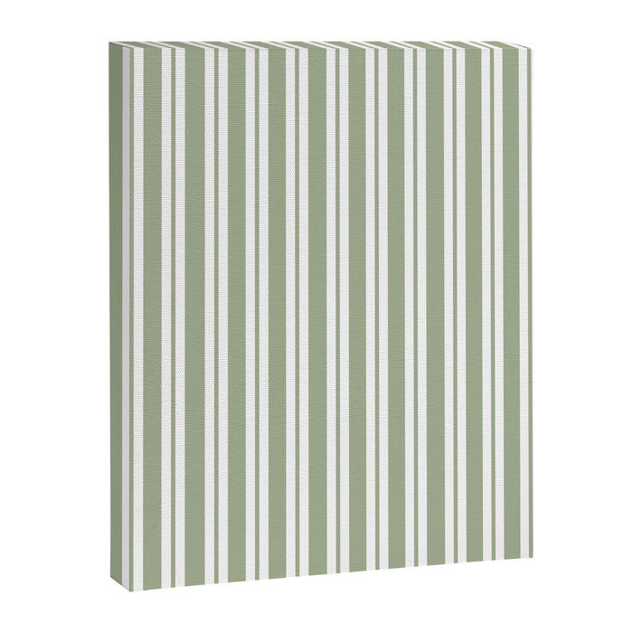 Classic Double Stripe Pattern Sage Green and White Canvas Print Gallery Image 1