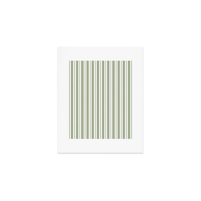 Classic Double Stripe Pattern Sage Green and White Art Print Gallery Image 1
