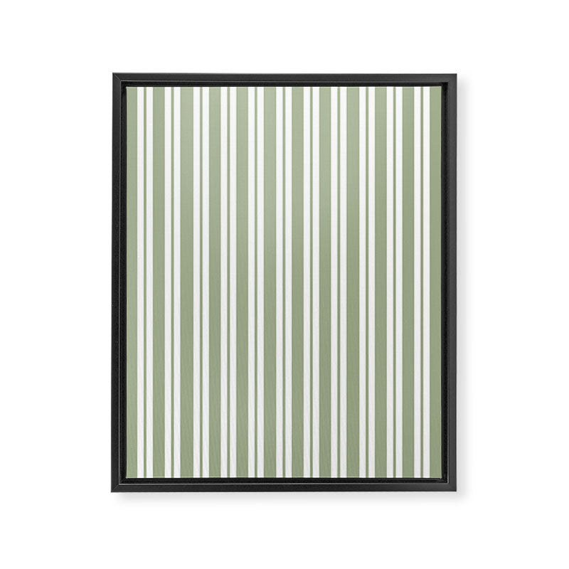 Classic Double Stripe Pattern Sage Green and White Framed Canvas Print Gallery Image 8