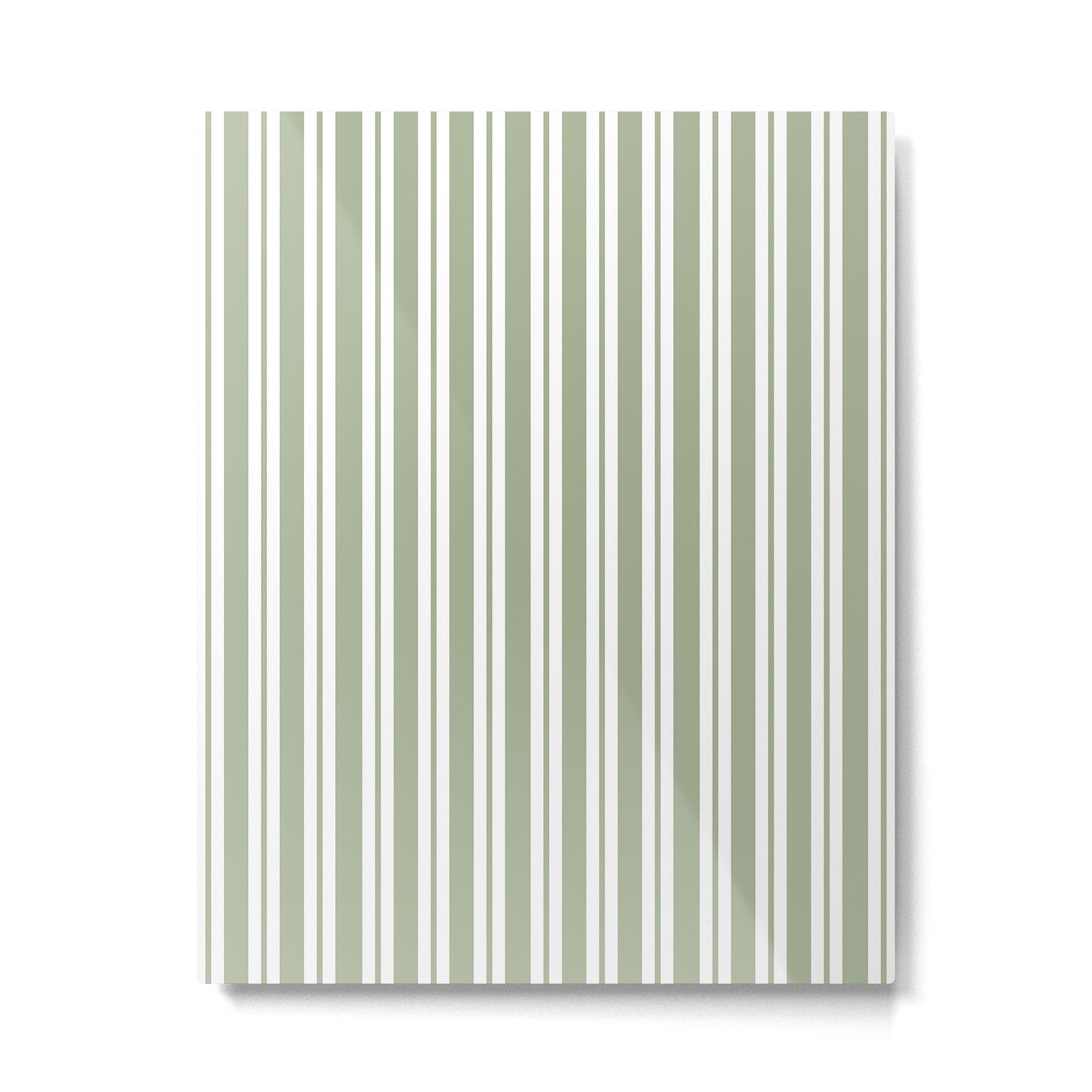Classic Double Stripe Pattern Sage Green and White Metal Print Gallery Image 6