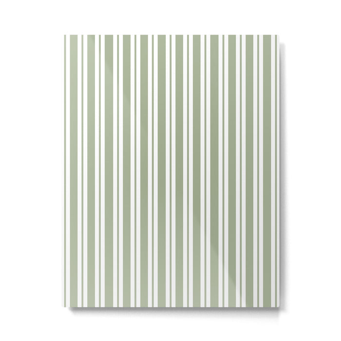 Classic Double Stripe Pattern Sage Green and White Metal Print Gallery Image 1
