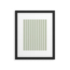 Classic Double Stripe Pattern Sage Green and White Framed Art Print Gallery Image 6