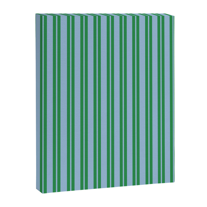 Classic Double Stripe Vertical Pattern in Green and Baby Blu Canvas Print Gallery Image 1