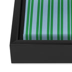 Classic Double Stripe Vertical Pattern in Green and Baby Blu Framed Canvas Print Gallery Image 3