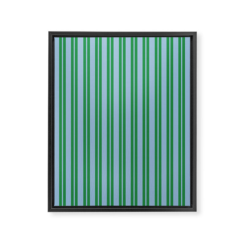 Classic Double Stripe Vertical Pattern in Green and Baby Blu Framed Canvas Print Gallery Image 8