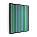 Classic Double Stripe Vertical Pattern in Green and Baby Blu Framed Canvas Print Gallery Image 2