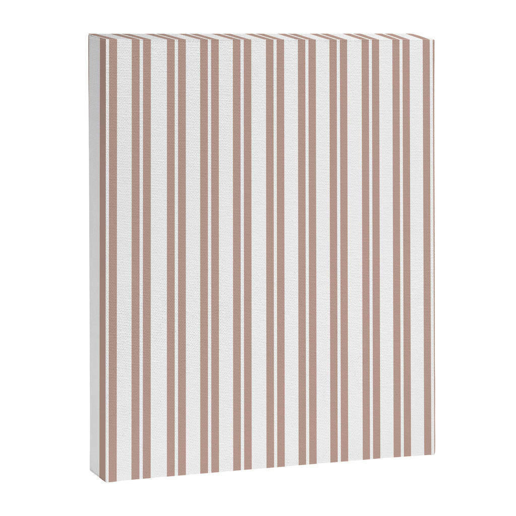 Classic Double Stripes Light Mocha Brown and White Vertical Stripe Pattern Canvas Print Gallery Image 8