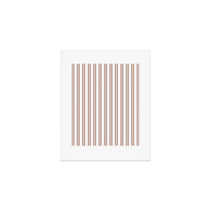 Classic Double Stripes Light Mocha Brown and White Vertical Stripe Pattern Art Print Gallery Image 1