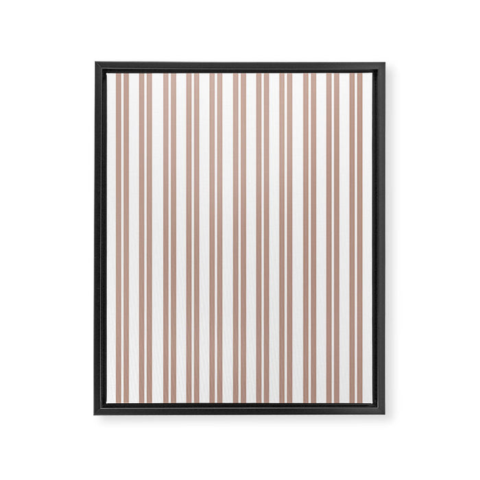 Classic Double Stripes Light Mocha Brown and White Vertical Stripe Pattern Framed Canvas Print Gallery Image 1