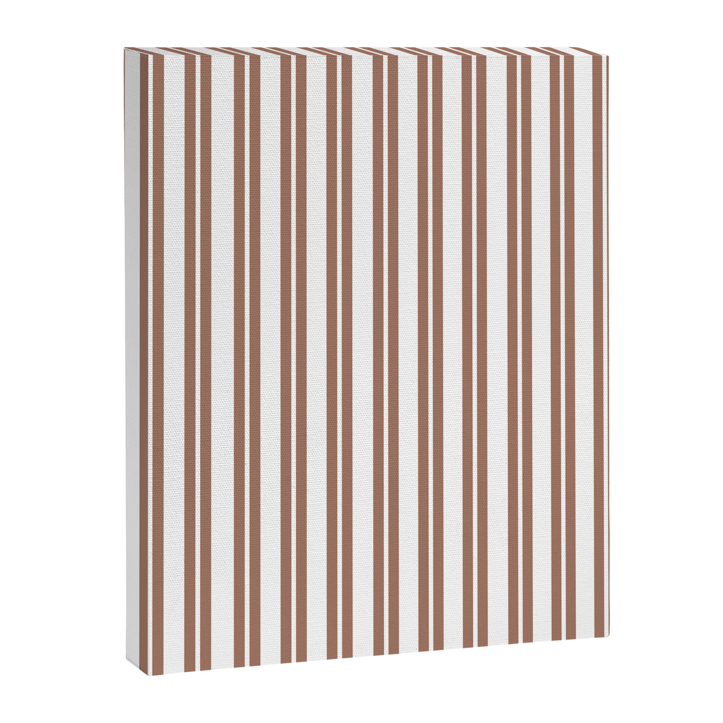 Classic Double Stripes Mocha Brown and White Vertical Stripe Pattern Canvas Print Gallery Image 8