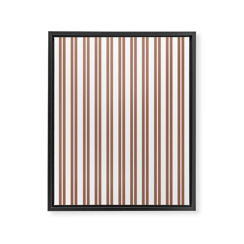 Classic Double Stripes Mocha Brown and White Vertical Stripe Pattern Framed Canvas Print Gallery Image 8