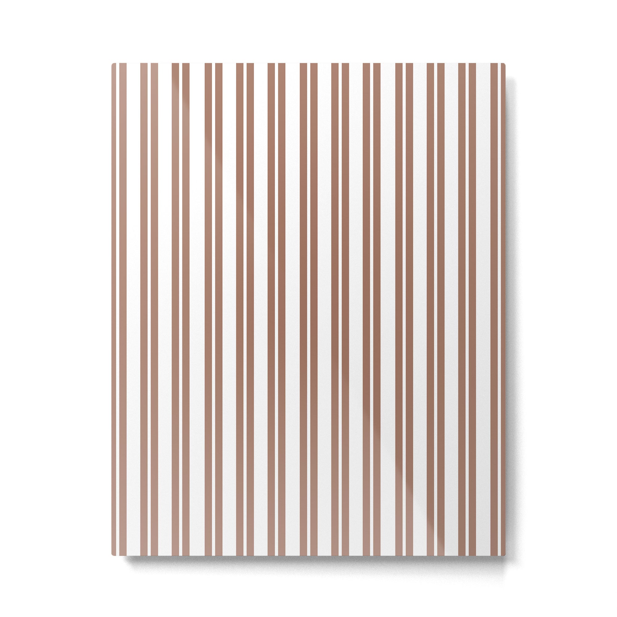 Classic Double Stripes Mocha Brown and White Vertical Stripe Pattern Metal Print Gallery Image 6