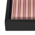 Classic Double Stripes Vertical Stripe Pattern in Mocha Brown and Light Pink Framed Canvas Print Gallery Image 3