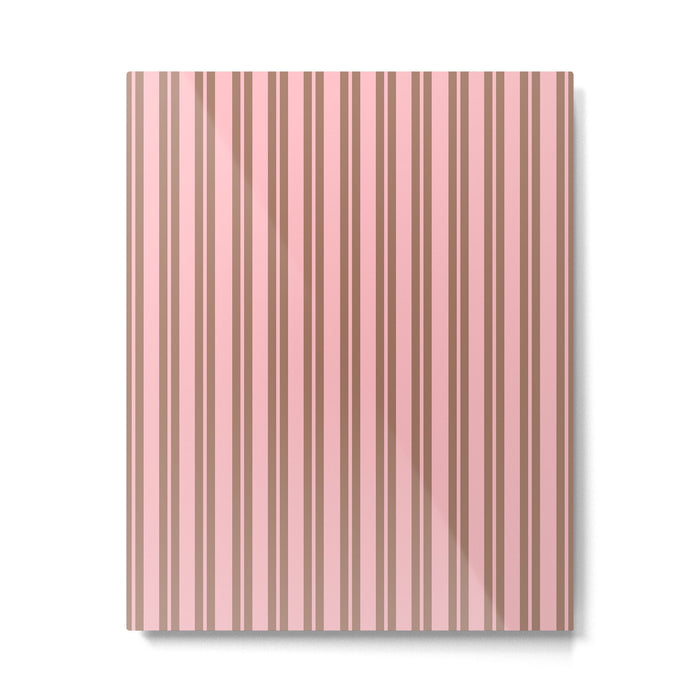 Classic Double Stripes Vertical Stripe Pattern in Mocha Brown and Light Pink Metal Print Gallery Image 1
