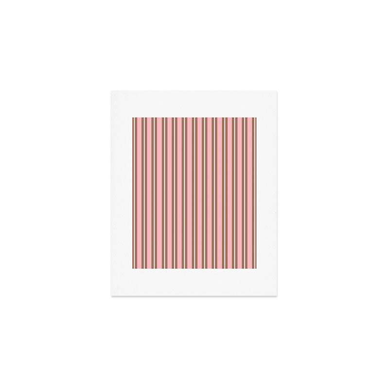 Classic Double Stripes Vertical Stripe Pattern Mocha Pink Art Print Gallery Image 1